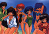 Group shot of the girls in their bikini's at the beach.